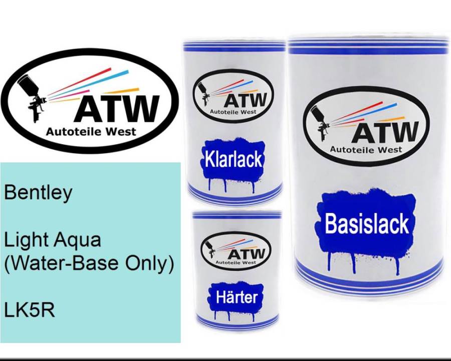 Bentley, Light Aqua (Water-Base Only), LK5R: 500ml Lackdose + 500ml Klarlack + 250ml Härter - Set, von ATW Autoteile West.